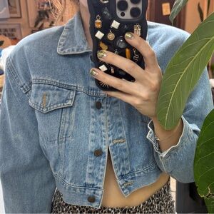 Vintage 80s Derrieres Cropped Denim Jean Jacket Sz m